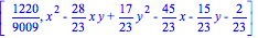 [1220/9009, x^2-28/23*x*y+17/23*y^2-45/23*x-15/23*y-2/23]